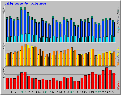 Daily usage for July 2025